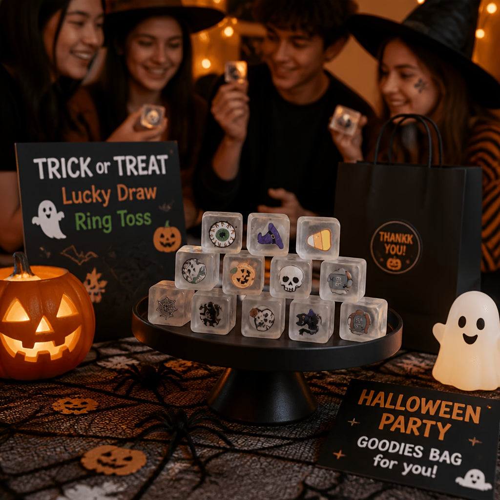 Cute pumpkin and bat Halloween squishy toys for party favors and treat bag fillers.