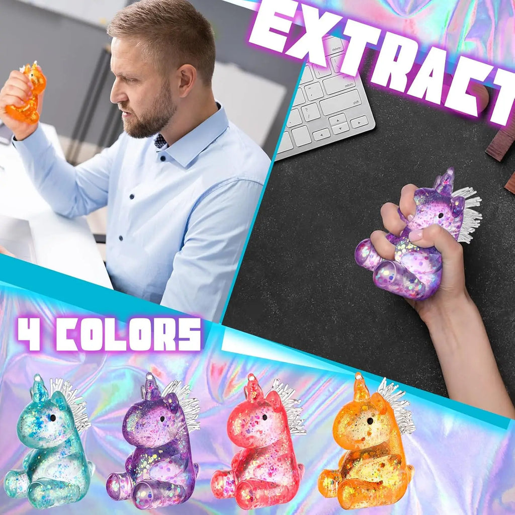 Unicorn Squeeze Toy | Soft Sensory Stress Relief Squishy Toy | Anti-Anxiety Fidget Reliever for Adults & Kids | Party Favor & Prank Gift