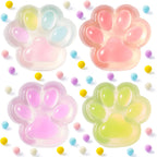 4-Pack Transparent Cat Paw Squishy Toys – Cute Soft Paw Fidget Toys for Easter Gifts & Party Favors
