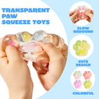 4-Pack Transparent Cat Paw Squishy Toys – Cute Soft Paw Fidget Toys for Easter Gifts & Party Favors