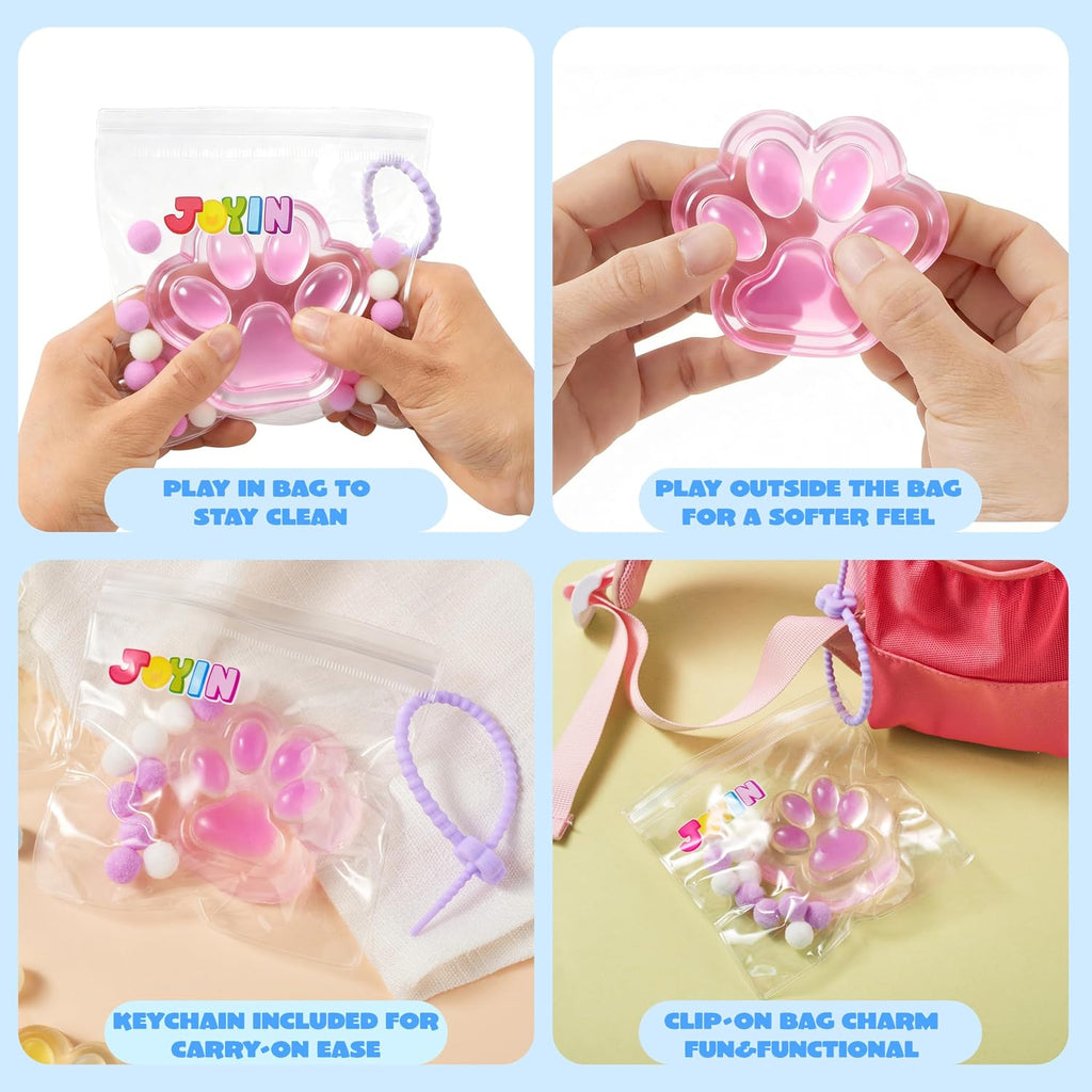 4-Pack Transparent Cat Paw Squishy Toys – Cute Soft Paw Fidget Toys for Easter Gifts & Party Favors