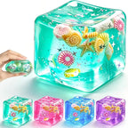 Ocean-Inspired Squishy Fidget Cube with Seashell Accents – Cute Squeeze Toy & Gift